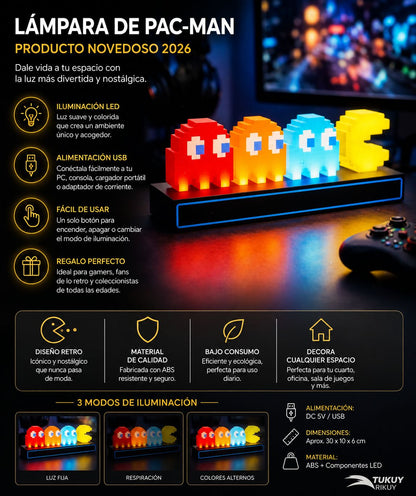 Lámpara LED Pac-Man Retro Gamer
